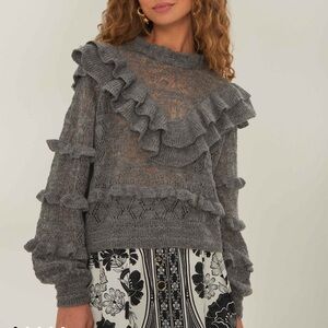 Farm Rio Ruffles Knit Sweater